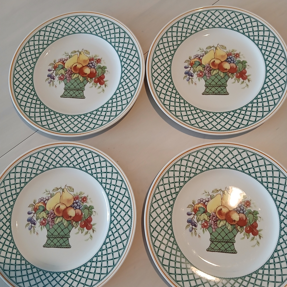 Floral Basket Dinnerware Set - Green and White